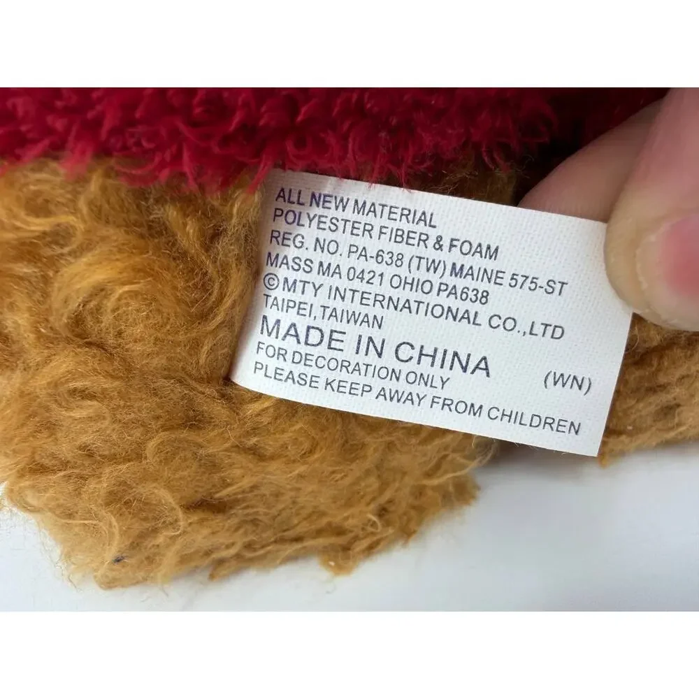 Vintage Homespun Creations Teddy Bear Plush Christmas Decor Doll Scarf